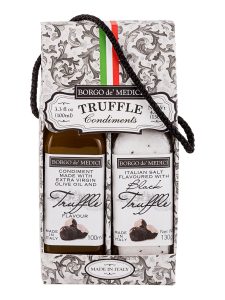 Condiment with Extravirgin Olive oil & Truffle Flavouring. Italian Salt flavoured with Truffle