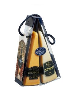 Cheese gift set with goatcheese (min. reypened for 1 year) and VSOP cheese, made out of cor milk