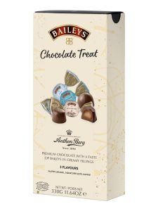Anthon Berg milk chocolate with creamy fillings with a taste of Baileys