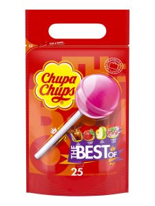 25 Chupa Chups lollipops in the favourite flavours: cola, milky and fruity.