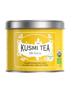 Grapefruit-flavored blend of green tea, maté and herbs, organic