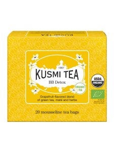 Grapefruit-flavored blend of green tea, maté and herbs, organic