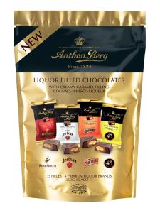 Mini chocolate tablets with liquor & creamy caramel filling