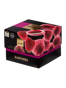 chocoMe Raffinée freeze-dried raspberries coated with white chocolate