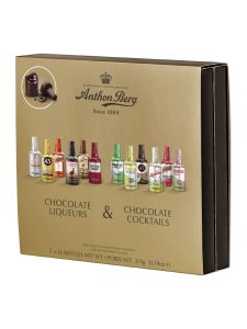 Anthon Berg dark chocolate bottles with cocktails and spirit fillings
