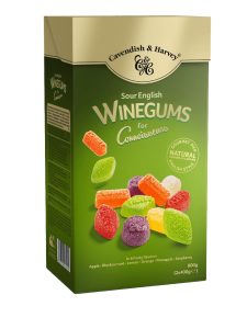 Cavendish & Harvey sour English winegums in a box