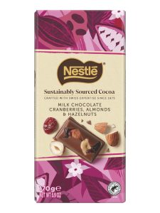 Nestlé Sustainably Sourced Cocoa milk chocolate tablet with cranberries, hazelnuts and almonds