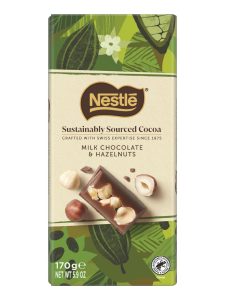 Nestlé Sustainably Sourced Cocoa milk chocolate tablet with hazelnuts