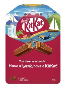KitKat wafer bars covered with milk chocolate and with LOTUS Biscoff biscuit crumb