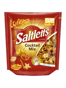 Saltletts Cocktail Mix with mini pretzels, small sticks, mini clubs and crackers in sea animal shapes