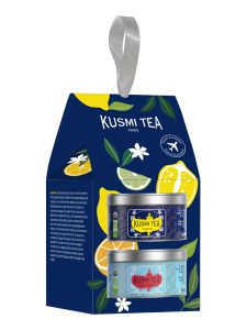 Kusmi gift set with 2 mini tins of flavored organic black tea