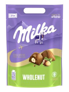 Milka Alpine milk chocolate pieces with whole nut