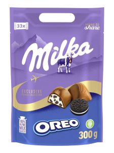 Milka Alpine milk chocolate with milk creme filling and cocoa biscuit pieces