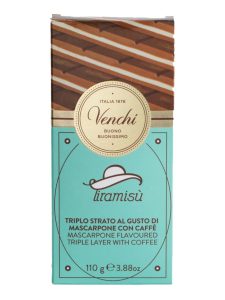 Venchi three-layer tiramisù bar with mascarpone flavor, coffee and dark chocolate