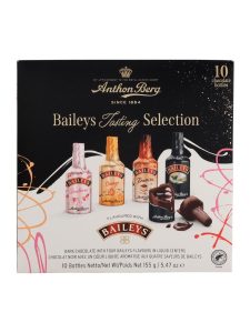Anthon Berg dark chocolate with four Baileys flavors in a liquid core