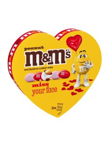 M&M'S peanuts with milk chocolate in a sugar coating in a heart-shaped gift box