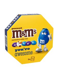 M&M'S peanuts with milk chocolate in a sugar coating in a gift box