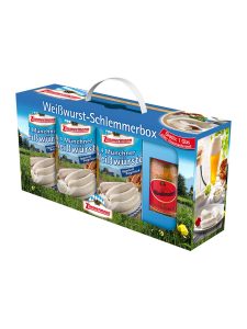 Zimmermann Weißwurst- Schlemmerbox 3 Dosen à 250 g + 1 Glas Händlmaiers Hausmachersenf süß