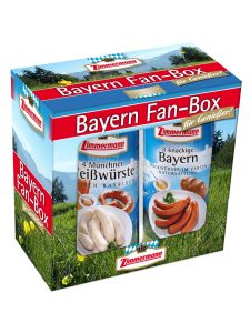 1 tin of original Munich Weisswurst sausages at 530g (drained weight 250g) and 1 tin of Knackige Bayern at 250g – original Bavarian delicacies, irresistibly scrumptious.