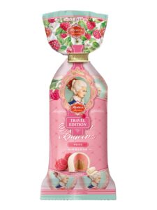 Reber Constanze Mozart Kugeln white chocolate with raspberry-marzipan-nougat filling in bag