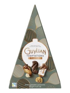 Guylian Seahorse chocolates packed in a Christmas tree shaped gift box