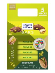 Ritter Sport Pistachio Tower milk chocolate bar with roasted and salted pistachio pieces