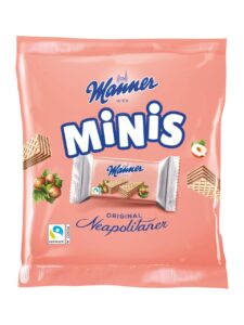 Manner Neapolitaner mini wafers with hazelnut cream filling in a bag