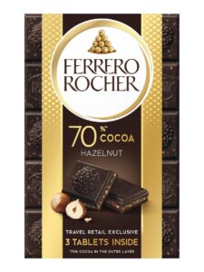 Rocher 70% dark chocolate tablet with hazelnut filling and hazelnut pieces