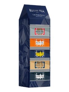 Kusmi tea set containing 5 mini tins of flavored black teas