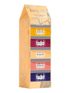 Kusmi tea set containing 5 mini tins of flavored herbal teas