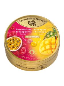 Cavendish & Harvey mini fruit candies in a tin