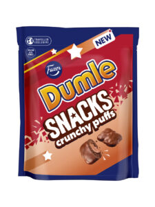 Dumle puffed wheat with caramel flavoured filling and milk chocolate flavoured coating