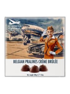 Starbrook milk chocolate pralines with a crème brûlée filling in a box