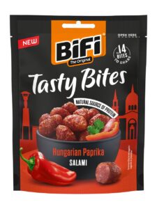 BiFi mini salami snack in a plant-based casing with paprika