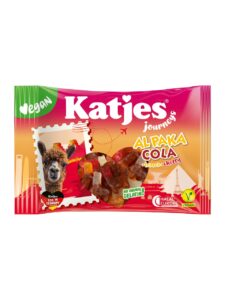 Katjes vegan fruit gummies in the shape of alpacas in a bag