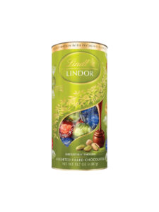 Lindt Lindor filled chocolate balls in a tube, some with pistachio filling