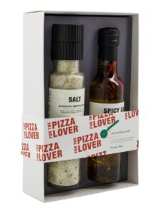 Nicolas Vahé gift set with parmesan salt mill 310g and spicy oil 250g