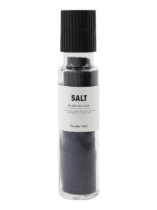 Nicholas Vahé salt mill with black sea salt and activated charcoal