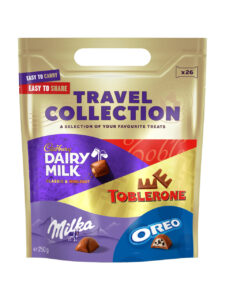 Assorted chocolate miniatures from Cadbury Dairy Milk, Toblerone, Milka and Oreo in a bag