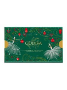 Godiva pralines in festive gift packaging