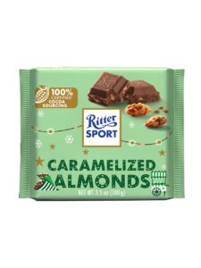 Ritter Sport milk chocolate with chopped, caramelized sugar glazed almonds